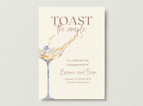 Cocktail Engagement Party, Themed Engagement Party, Couples Engagement Party, Gold Engagement Party, Engagement Party Themes, Elegant Engagement Party, Tavern On The Green, Party Template, Invitation Elegant