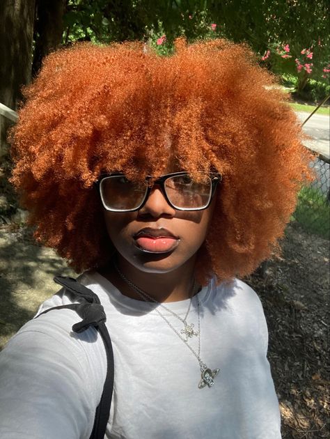 Orange 4c Hair, Ginger Afro Hair, Dyed Afro Hair, 4c Dyed Hair, Black Ginger Hair, Ginger 4c Hair, Dyed Afro Hair 4c, Orange Hair Black Women, Orange Dyed Hair