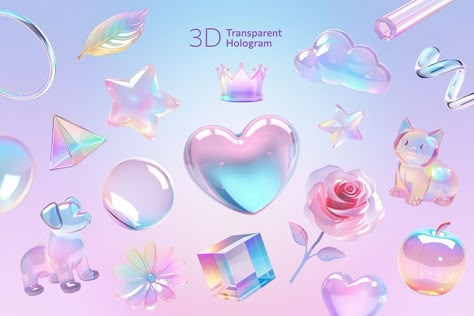 3D transparent holographic shape design element set | premium image by rawpixel.com / audi Zodiac Packaging, Hologram Colors, 3d Chrome, Butterfly Crown, Holographic Background, 3d Holographic, Workbook Design, Holography, 3d Elements