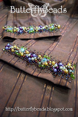 cm_zai2 #handmade #beading #beads #crafty #colourcomplements Sulaman Manik, Couture Beading, Neon Bracelets, Butterfly Beads, Hand Beaded Embroidery, Beadwork Embroidery, Fabric Placemats, Bead Embroidery Patterns, Dress Neck Designs