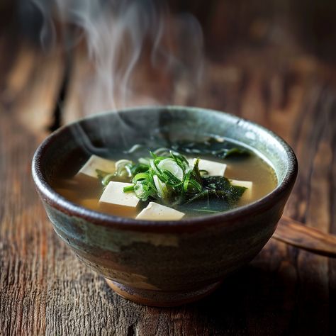 Miso Soup Japanese Cuisine Aesthetic, Miso Soup Aesthetic, Soups Aesthetic, Tofu Seaweed, Soup Aesthetic, Tofu Miso Soup, Miso Noodle Soup, Soup With Tofu, Japanese Miso Soup