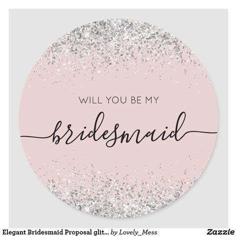 Elegant Bridesmaid Proposal glitter confetti Classic Round Sticker Elegant Bridesmaid Proposal, Glitter Confetti, Bridesmaid Proposal, Wedding Bridesmaids, Round Stickers, Bridesmaid Gifts, Sign Poster, Confetti, Thank You Cards