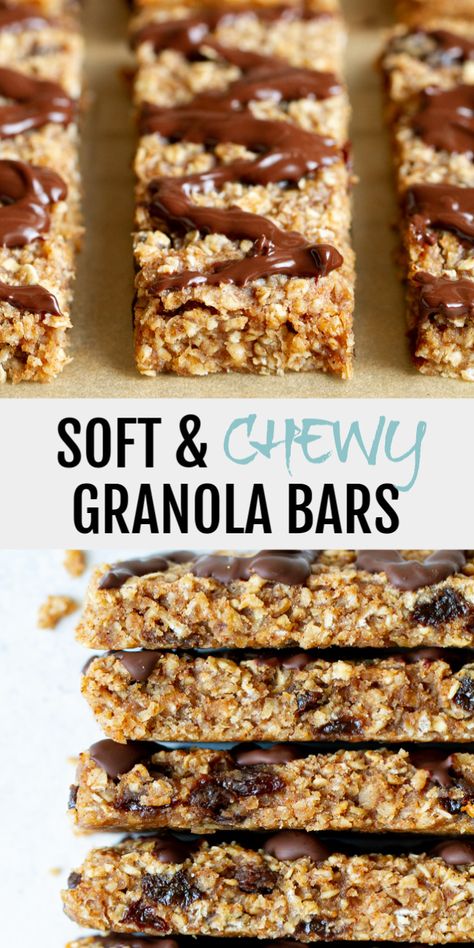 Soft Granola, Bars Recipes Healthy, No Bake Granola Bars, Healthy Granola Bars, Chewy Granola Bars, Baked Granola, Granola Recipe Bars, Chewy Granola, Gluten Free Granola