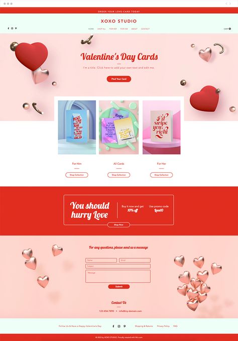 Online Valentine Cards, Online Store Website, Colorful Website, Love Website, Valentine Banner, Wix Website Templates, Juice Bottle, Wix Templates, Valentine Theme