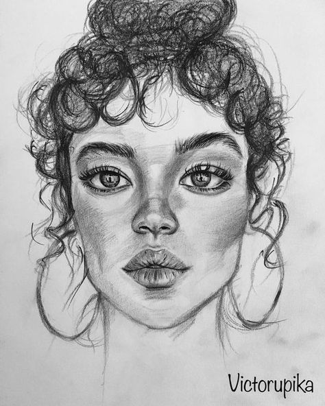 26 Pencil Sketches of Faces Draw Art, A Pencil, Pencil Drawing, Drawing Ideas, Curly Hair, Pencil, Drawings, Hair, Blue