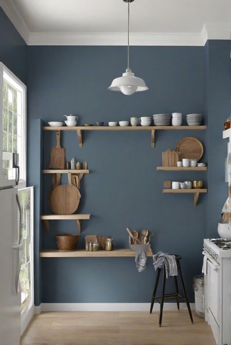 kitchen paint color,wall paint selection,kitchen color scheme,wall paint ideas Blue Painted Kitchen Walls, Charcoal Kitchen Walls, Blue Feature Wall Kitchen, Slate Blue Kitchen Walls, Dusty Blue Kitchen Walls, Blue Paint Kitchen Walls, Dark Painted Kitchen Walls, Blue Kitchen Ideas Walls, Blue Kitchen Walls Oak Cabinets