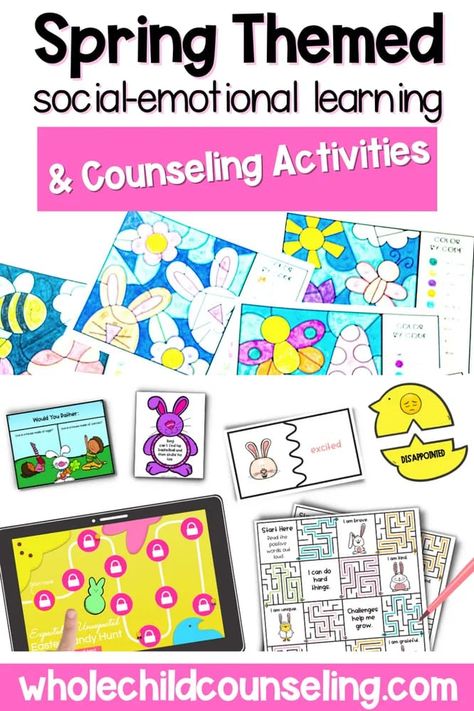 Easter Emotions Activities, Spring Sel Activities For Kids, Easter Social Emotional Activities, Easter Counseling Activities, Easter Therapy Activities, Spring Social Emotional Activities, Sel Games For Elementary, Social Development Activities, Counseling Corner