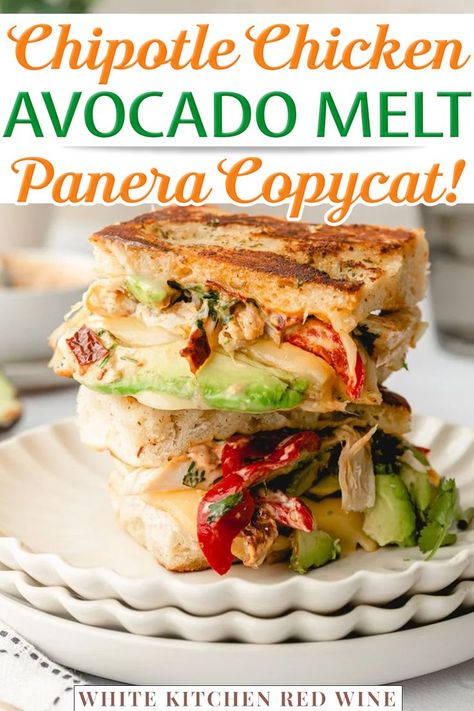 Panera Chipotle Chicken Avocado Melt, Chicken Avocado Panini, Chipotle Chicken Avocado Melt, Panera Sandwiches, Chicken Avocado Melt, Chicken Avocado Sandwich, Chicken Avocado Wrap, Avocado Melt, Panera Recipes