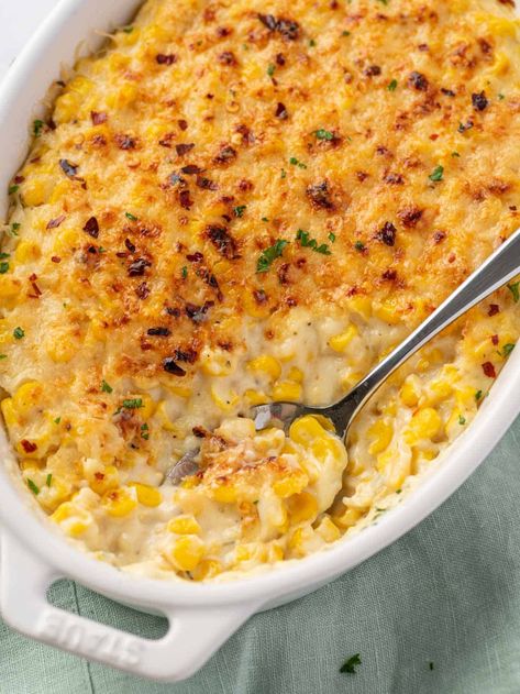 Easy Homemade Creamed Corn Casserole Bake - Cookin' with Mima Thanksgiving Creamed Corn Casserole, Baked Cream Corn Recipe, Baked Cream Corn, Bisquick Casserole, Southern Casseroles, Baked Corn Recipes, Baked Creamed Corn, Baked Creamed Corn Casserole, Creamed Corn Casserole