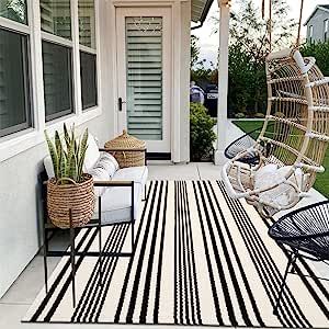 5 x 8 Feet, outdoor rug is made from cotton that holds up UV fading and machine washable Porch Wall Decor, Porch Rug, Farmhouse Rug, Living Room Balcony, Room Balcony, Balcony Furniture, Carpet Mat, Indoor Outdoor Rug, Patio Rugs