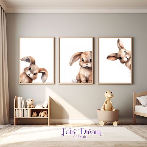 🐰 Bunny Nursery Prints Set of 3, Baby Bunny Animal Wall Art, Girl Nursery Decor, Baby Shower Gift Digital Prints 🐰 Enhance your nursery decor with our charming set of 3 Baby Bunny Nursery Prints, featuring adorable cute bunny. Perfect for both bunny and woodland-themed nurseries, this set also makes a unique and thoughtful baby shower gift. 🎨 Original Nursery Print Designs (DIGITAL DOWNLOAD FILES) Our original designs are available as digital download files, providing you with the freedom to Bunny Nursery Ideas, Baby Animals Nursery, Nursery Bunny, Bunny Themed Nursery, Bunny Themed Nursery Gender Neutral, Nursery Rabbit Theme, Bunny Baby Room, Bunny Nursery Theme, Baby Girl Nursery Bunny Theme