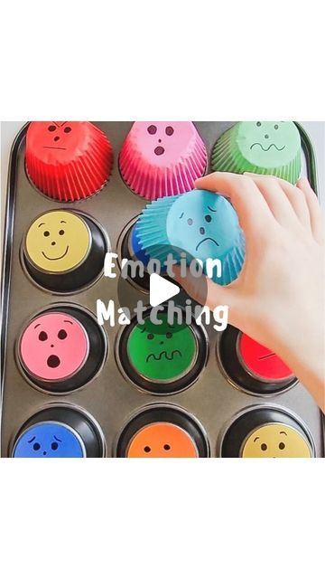 𝗡𝗶𝗻𝗶 𝗚𝗿𝗮𝘆𝗰𝗲 on Instagram: "Is it sad that I've bought a brand new muffin tin purely for play purposes?🫣 

This activity provides a great opportunity to learn about and recognise emotions. Pointing out what each expression could mean (angry, silly, sad etc) is a great way to reinforce the meaning/emotion behind the faces and ultimately help your toddler identify and express their own feelings. 

It's also great for fine motor development, colour recognition, focus & concentration, and language development!

Enjoy!!🤍" Feeling Prek Activities, Fine Motor Activities For Sen, Emotion Sensory Activities, Manners And Feelings Preschool Crafts, A Bunch Of Feelings Craft, Emotion Math Activities Preschool, Feelings For Preschool Activities, Feelings And Emotions Art Preschool Craft, Emotions Activities For Babies