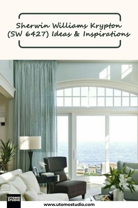 Sherwin Williams Krypton Living Room Ideas And Inspirations Modern Interior Design Style (SW 6247) Beach Inspired Living Room, Aqua Curtains, Aqua Living Room, Coastal Decorating Living Room, Beach Living Room, Beach House Interior Design, Coastal Living Rooms, Coastal Bedrooms, Beach House Interior