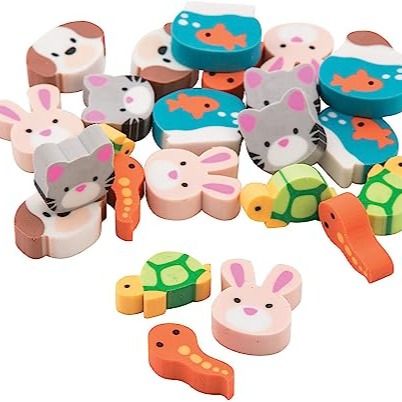 Fun Express Mini Pet Erasers (Bulk Set of 144) Classroom Rewards and Party Favors Cool Erasers, Mini Erasers, Animal Themed Birthday Party, Animal Erasers, Classroom Prizes, Classroom Rewards, Teaching Time, Teaching Supplies, Stationary School