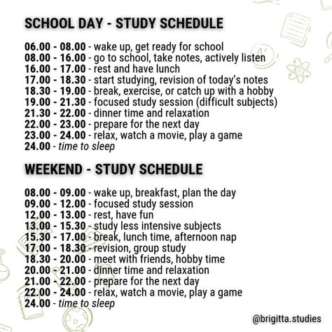 Study Schedules -- #qotd do you have different study schedules depending on the day of the week? -- Hello everyone, welcome back. Today's post is all about study schedules.🗓️ 🔙 to school season is around the corner (for some it has already begun) so it's the appropriate time to plan your everyday life depending on the situation. Swipe ⬅️ to check out four different study schedules i made for you depending on the situation: •School Day •Weekend •Heavy Day •Last Minute Exam Prep Write down ... Realistic Study Schedule, Study Plan For Exams, About Study, Stem Students, Group Study, Back To School Hacks, Study Schedule, Exam Prep, Study Plan