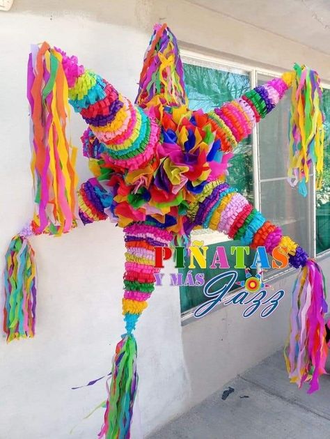 Mexican Star Pinata Diy, Pinata Theme Party, Mexican Star Pinata, Mexican Party Piñata, Mexican Theme Pinata, Mexican Pinata Diy, Mexican Piñatas Ideas, Birthday Pinata Ideas, Piñata Aesthetic