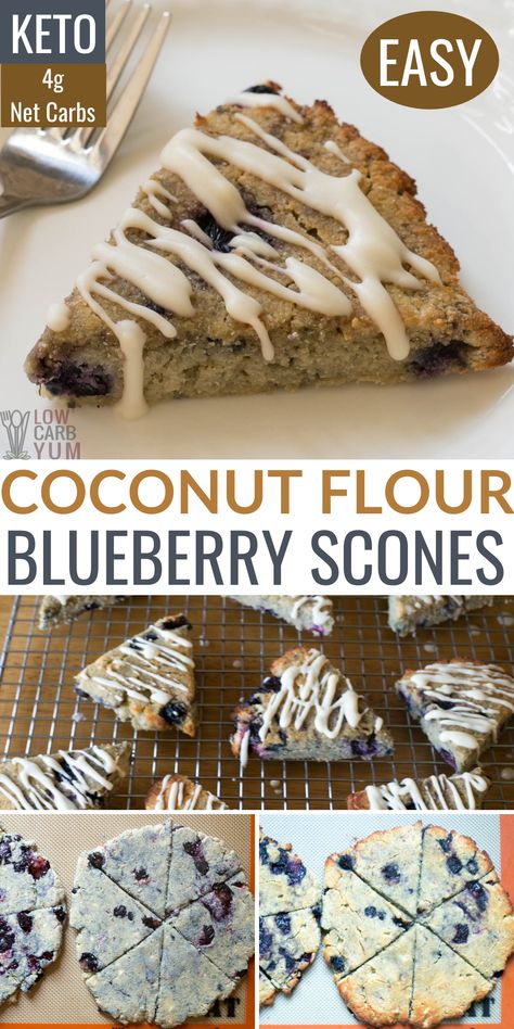 Keto Blueberry Scones, Coconut Flour Blueberry, Glutenfri Baking, Blueberry Scones Recipe, Cena Keto, Keto Blueberry, Coconut Flour Recipes, Keto Diet Breakfast, Low Carb Recipe