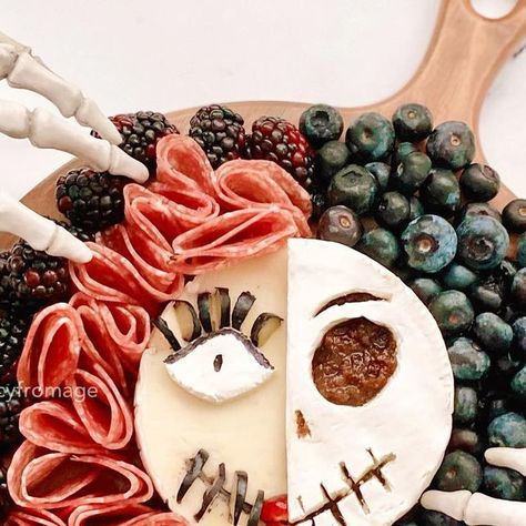 Halloween Brie Cheese Ideas, Halloween Brie, Halloween Charcuterie, Brie Cheese, The Jack, Jack And Sally, Meat And Cheese, October 31, Jack Skellington