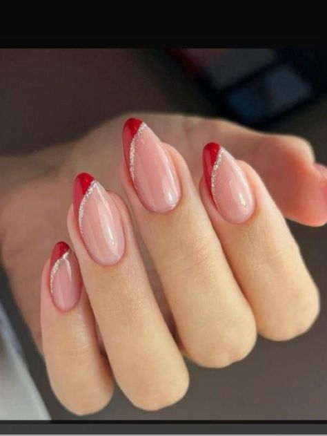 Red Tip Nails, Red Ombre Nails, Red Acrylic Nails, French Manicure Nails, Christmas Nails Acrylic, Dipped Nails, Xmas Nails, Elegant Nails, Pretty Acrylic Nails