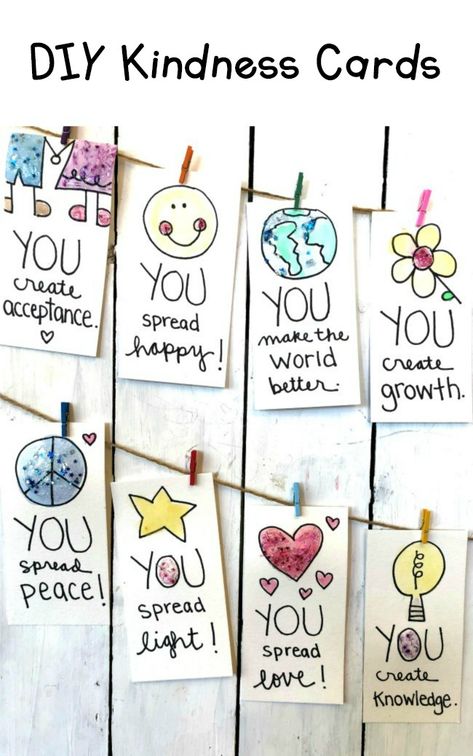 DIY Kindness Cards for Teaching Kids Random Acts of Kindness Kindness Notes, Kindness For Kids, Kindness Cards, Kindness Projects, Kindness Gifts, Laura Kelly, Thanksgiving Messages, Kindness Activities, World Kindness Day