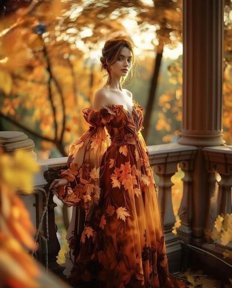 Spring Court Outfit, Day Court Acotar Dress, Autumn Fantasy Dress, Autumn Court Fashion, Spring Ball Dresses, Autumn Gown, Fantasy Dress Art, Gown For Debut, The Autumn Court