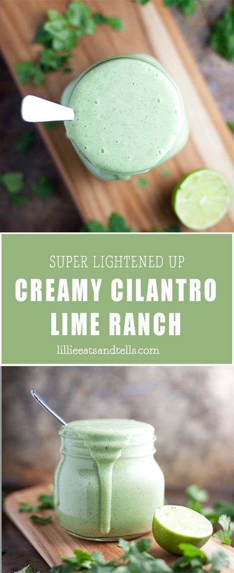 Lightened Up Creamy Cilantro Lime Ranch - Lillie Eats and Tells Cilantro Lime Ranch, Cilantro Lime Ranch Dressing, Lillie Eats And Tells, Cilantro Lime Crema, Lime Crema, Cafe Rio, Cilantro Lime Sauce, Sweet Pork, Pork Salad