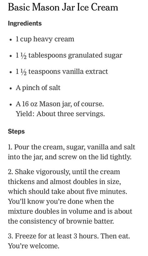 Ice Cream Recipes Mason Jar, No Turn Ice Cream, Ice Cream In A Mason Jar, Mason Jar Deserts, Mason Jar Ice Cream Recipe, Ice Cream Jar, Mason Jar Ice Cream, Jar Ice Cream, Homemade Ice Cream Recipes Machine