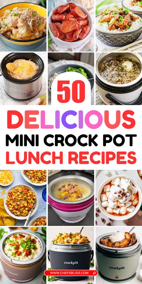 Mini crock pots are the perfect solution for preparing quick, delicious, and hassle-free lunches. These 50+ mini crock pot lunch recipes are ideal for busy days when you want a comforting meal without spending hours in the kitchen. Whether you’re looking for something hearty, light, or vegetarian, these recipes offer a variety of flavorful options that are easy to prepare and perfect for your midday meal. Crock Pot Meals For One Person, Lunch Crock Pot Recipes, Mini Crock Pot Meals For One, Individual Crock Pot Meals, Easy One Person Crockpot Meals, Crockpot Lunch Box Recipes, Lunch Crock Food Warmer Recipes, Easy Small Crockpot Recipes, Lunch Crock Recipes