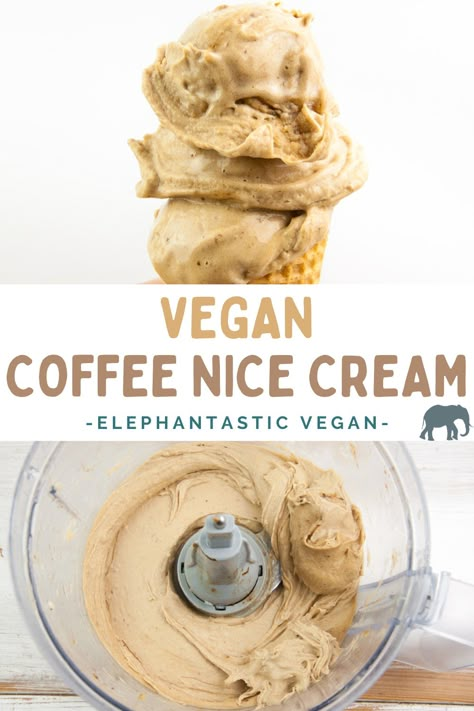 If you want something sweet, but also energizing, then this Coffee Nice Cream is perfect for you! And it's so healthy, you can even have it for breakfast. | ElephantasticVegan.com #coffee #nicecream Nice Cream Coffee, Healthy Coffee Desserts, Vegan Cold Desserts, Vegan Creami Recipes, Sweet Dinner Recipes, Date Ice Cream Recipe, Plant Based Ninja Creami Recipes, Vegan Creami Ninja Recipe, Healthy Coffee Ice Cream