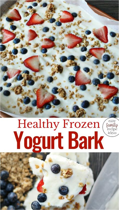 Frozen Yogurt Bark Recipe - Easy and Healthy - Easy Family Recipe Ideas Yogurt Bark Recipe Frozen, Make Frozen Yogurt, Bark Recipes Easy, Blue Breakfast, Healthy Frozen Yogurt, Healthy Desayunos, Yogurt Bark Recipe, Snack Sani, Menu Sarapan Sehat