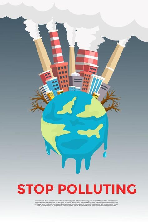 Globalization Poster Ideas, Poster Environment, Factory Chimney, Air Pollution Poster, Save Earth Posters, Pollution Poster, Save Earth Drawing, Earth Drawing, Environmental Posters