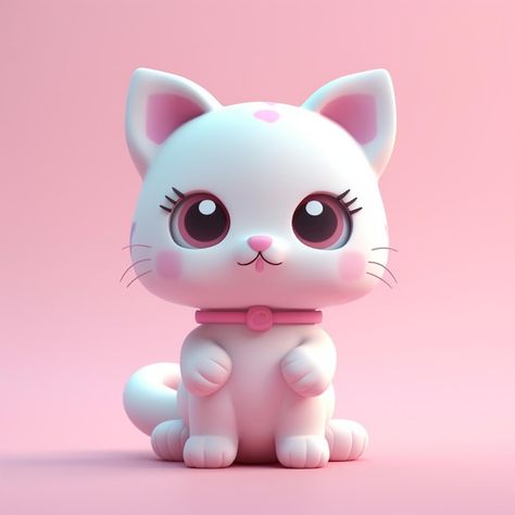 Photo a toy cat with a pink bow on its h... | Premium Photo #Freepik #photo Catnip Cat, 3d Toys, Catnip Cat Toy, 3d Concept, Catnip Toys, Cat Artwork, Kawaii Cat, Designer Toys, Cat Toy