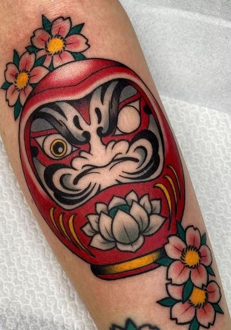 Daruma Doll Tattoo, Care Bear Tattoos, Doll Tattoo, Daruma Doll, Koi Tattoo, 3d Tattoo, Japanese Tattoo Art, American Traditional Tattoo, Eye Tattoo