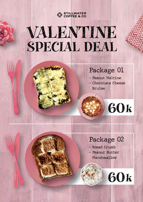 Valentine Special Deal For February Promo By STILLWATER COFFEE & CO Jakarta Cafe Content, Valentine Promo, Valentines Day Post, Peanut Butter Marshmallow, Chocolate Cheese, Coffee Valentines, Shop Artwork, Valentine Chocolate, Valentines Food