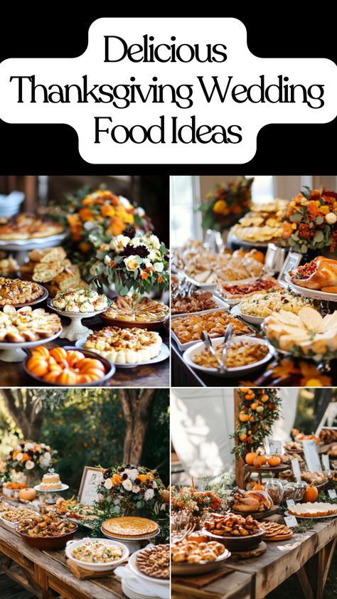 Thanksgiving wedding food ideas featuring roasted turkey, pumpkin pie, and cozy autumn dishes for a fall wedding menu. Fall Wedding Meal Ideas, Party Menu Ideas Buffet, Wedding Meal Ideas, Thanksgiving Wedding Ideas, Fall Party Menu, Family Style Wedding Dinner, Thanksgiving Food Table, Fall Wedding Menu, Family Style Weddings