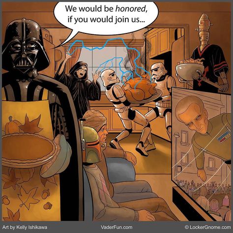 Thanks Starwars Fanart, Thanksgiving Humor, Star Wars Celebration, Holiday Images, Star Wars Concept Art, Star Wars Comics, Star Wars Christmas, Ishikawa, Star Wars Fan Art