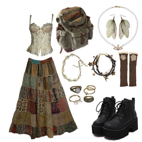 Outfits inspo fairycore Mystic Archetype Aesthetic Fashion, Clothing Boards Outfits, Woodsy Outfit, Effy Stonem, Mode Hippie, Boho Outfit, Cottagecore Outfits, Earthy Outfits, Hippie Clothes