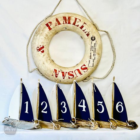 Sailboats Centerpiece Table Markers 14 Driftwood Wedding Table Numbered Sailboats - Etsy Sailboat Wedding, Driftwood Wedding, Driftwood Sailboat, Table Markers, Nautical Wedding Theme, Event Centerpiece, Small Flags, Centerpiece Table, Unique Centerpieces