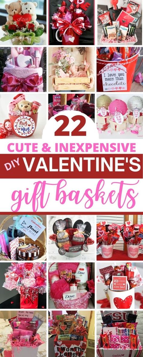 Diy Valentine's Gift Baskets, Diy Valentine's Gifts, Teen Valentine Gifts, Valentines Gift For Boyfriend Baskets, Cadeau St Valentin, Valentines Day Baskets, Valentine Gift Baskets, Valentine Baskets, Valentine's Day Gift Baskets