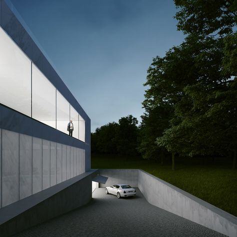 Modern Mansion by Maciej Grelewicz for Design a Beautiful House competition Ramp Design, A Beautiful House, Crazy Houses, Underground Garage, Luxury Garage, Modern Garage, Entrance Design, Modern Mansion, Fantasy House