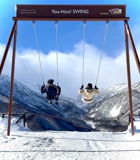 This is definitely one way to feel on top of the world! 🏔 The Yoo-Hoo Swing at Nagano’s Hakuba Resort is located at the summit area of Mount Iwatake, and for ¥500 you can enjoy feeling like you’re flying high above the clouds! 📷: @janon_japan —– 📍Hakuba Iwatake Mountain Resort, #Nagano . . . . [...] The post Japan Travel: This is definitely one way to feel on top of the world! The Yoo-Hoo Swing at Na… appeared first on Alo Japan. Japan Ski Resort, Hakuba Japan Skiing, Japan Winter Travel, Hakuba Japan, Yoo Hoo, Winter In Japan, Japan Winter, Nagano Japan, Japan Photography