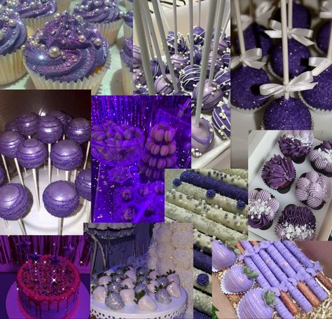 Purple And Silver Dessert Table, Euphoria Dessert Table, Euphoria Themed Snacks, Euphoria Food Ideas, Euphoria Party Food, Sweet 16 Euphoria Theme, Euphoria Birthday Theme, Euphoria Food, Euphoria Birthday