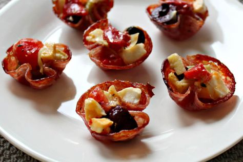 Keto Mini Salami Cup Appetizers - Splash of Keto Crispy Salami Bites, Baked Salami Cups, Salami Cups Appetizers, Salami Cups, Cup Appetizers, Salami Chips, Feta Bites, Salami Recipes, Baked Appetizers