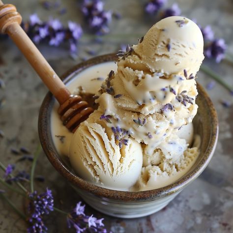 🍨✨ Dive into the floral sweetness of our Lavender Honey Ice Cream! #SweetEscape #HomemadeIceCream Lavender Honey Ice Cream Ingredients: Heavy cream (2 cups) Whole milk (1 cup) Honey (1/2 cup) Dried lavender flowers (2 tbsp) Egg yolks (4) Sugar (1/4 cup) Instructions: Heat cream, milk, honey, and lavender over medium heat until steaming. Whisk egg yolks and sugar until pale. Slowly add hot cream mixture to yolks, whisking constantly. Return mixture to the pot, cook on low until thickened. ... Lavender Ice Cream Recipe, Honey And Lavender, Lavender Honey Ice Cream, Honey Ice Cream, Lavender Ice Cream, Instagram Recipes, Dried Lavender Flowers, Ice Cream Ingredients, Lavender Honey