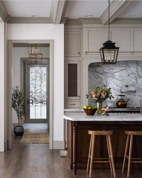 Kathy Kuo Home (@kathykuohome) • Instagram photos and videos Timeless Kitchens, Southern Colonial, Colonial Kitchen, European Kitchens, Timeless Kitchen, Arch Design, Architectural Styles, Kitchen Inspiration Design, Traditional Kitchen