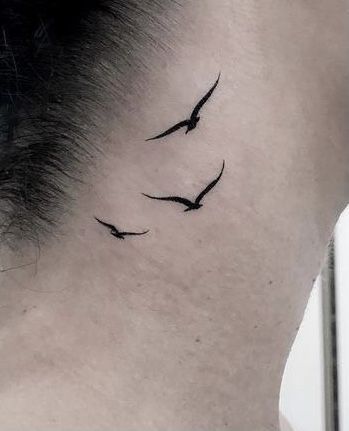 Bird Tattoo Neck, Bird Silhouette Tattoos, Simple Bird Tattoo, Small Bird Tattoos, Tiny Bird Tattoos, Bird Tattoos For Women, Vogel Tattoo, Black Bird Tattoo, Flying Bird Tattoo