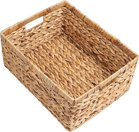 Amazon.com: StorageWorks Jumbo Rectangular Wicker Basket, Water Hyacinth Storage Basket with Built-in Handles, 1 Pack : Patio, Lawn & Garden Shower Storage Solutions, Water Hyacinth Basket, Under Bathroom Sink, Hyacinth Basket, Large Wicker Basket, Storing Towels, Baskets For Shelves, Natural Baskets, Wicker Baskets Storage