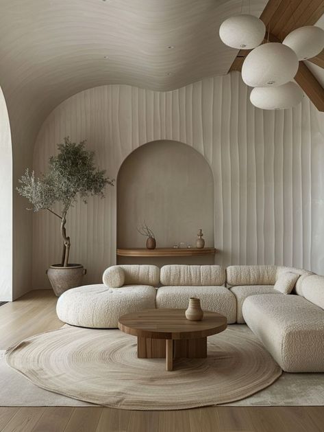 Round Ceiling Design Living Room, Round Rug Sectional Couch, Corner Sofa Living Room Modern, Ceiling Wood Panels, Round Corner Sofa, Sofa Design Living Rooms Indian, Curved Sofa Living Room, Sofa Cumbed Design, Sofa Bed For Small Spaces