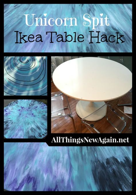 I love kitchen tables and all of the LIFE that happens around them. This is the spot where you feed your baby mashed-up carrots for the first time. Then you bli… Unicorn Stain, Ikea Upcycling, Ikea Hack Side Table, Ikea Table Hack, Unicorn Spit Stain, Stain Art, Gel Stains, Painted Furniture For Sale, Dining Furniture Makeover