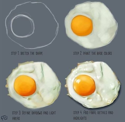 creative arts ideas arts school arts and craft beautiful arts digital art ideas illustration art digital illustration Egg Food, Digital Art Beginner, Food Painting, Drawing Tablet, Ipad Art, Digital Painting Tutorials, Food Drawing, An Egg, Drawing Tutorials